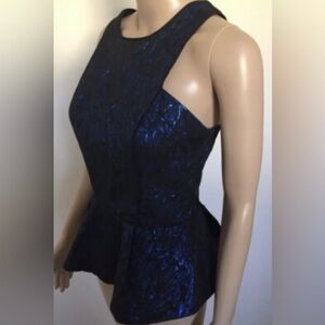BARDOT Elegant Black and Blue Peplum Top size M